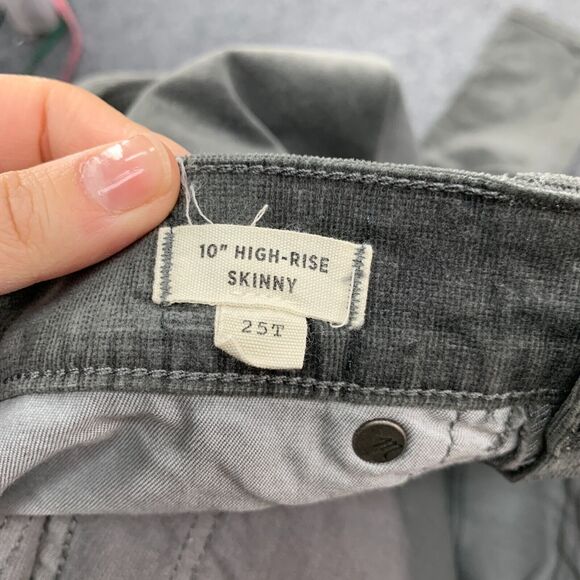 Madewell Jeans Womens 25T Tall Gray Corduroy High Rise Skinny Stretch 5 Pockets - Picture 9 of 15